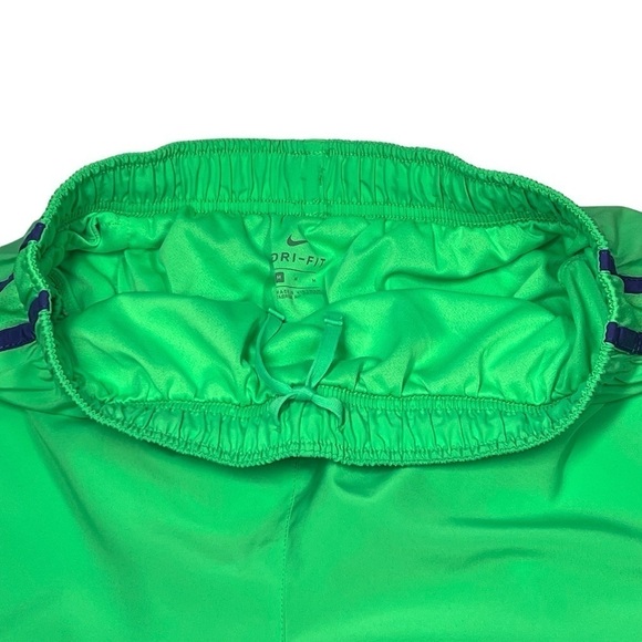 NIKE DRIFIT Women's Running Shorts Lined Neon Green Purple Trim Size M 3" Inseam - Picture 6 of 16